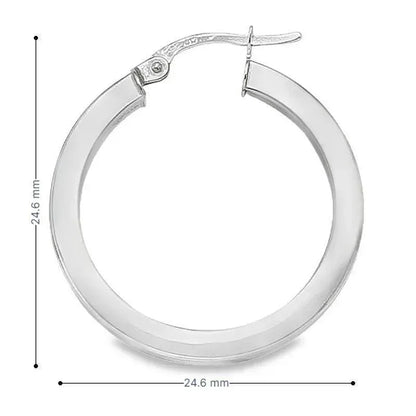 2.5 MM Square Tube With 10K, 14K White Gold Hoop Earrings