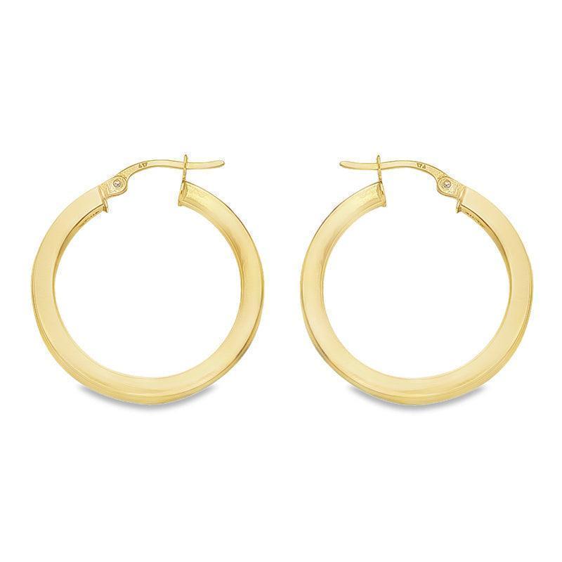 2.5 MM Square Tube 10K, 14K Yellow Gold Hoop Earrings