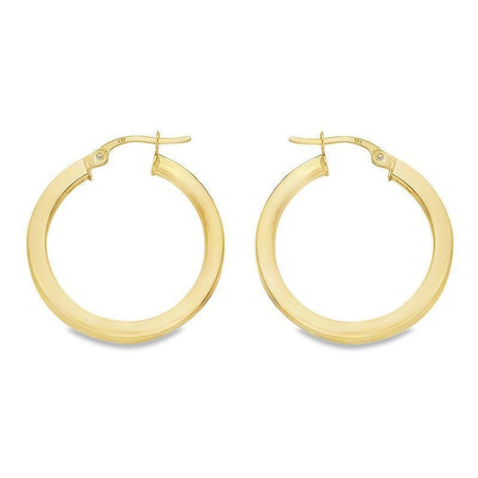 2.5 MM Square Tube 10K, 14K Yellow Gold Hoop Earrings