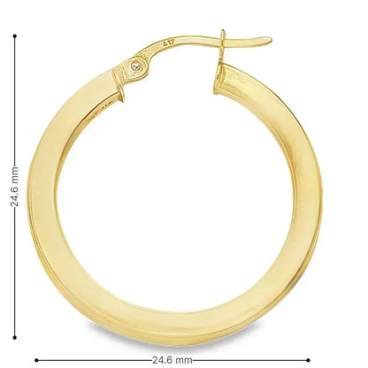 2.5 MM Square Tube 10K, 14K Yellow Gold Hoop Earrings