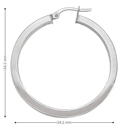 2.5 MM Square Tube Solid 10K, 14K White Gold Hoop Earrings