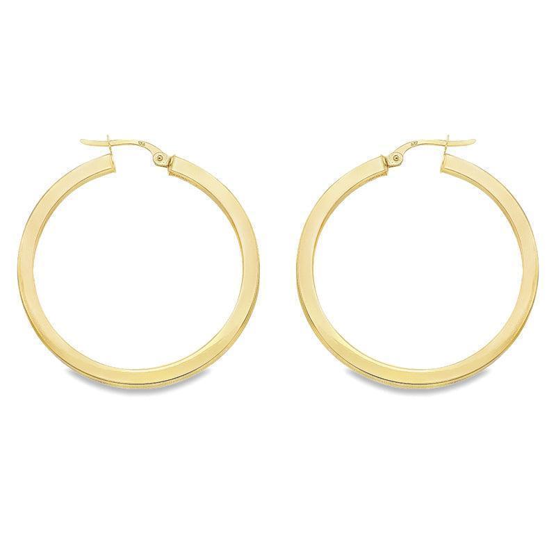 2.5 MM Square Tube Solid 10K, 14K Yellow Gold Hoop Earrings