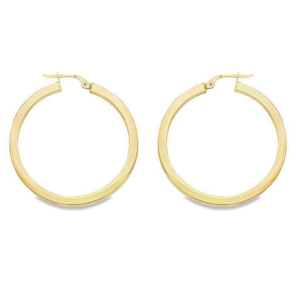2.5 MM Square Tube Solid 10K, 14K Yellow Gold Hoop Earrings