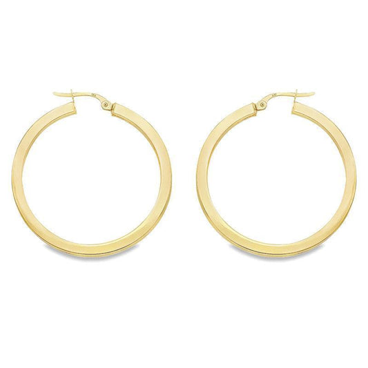 2.5 MM Square Tube Solid 10K, 14K Yellow Gold Hoop Earrings