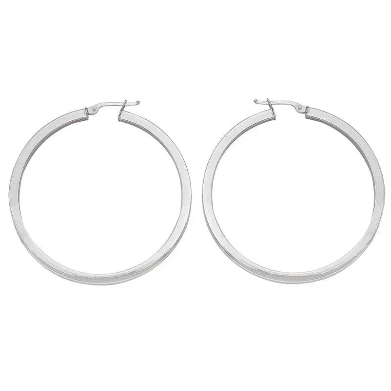 2.5 MM Square Tube Hoop Earrings In Solid 10K, 14K White Gold
