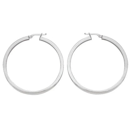 2.5 MM Square Tube Hoop Earrings In Solid 10K, 14K White Gold