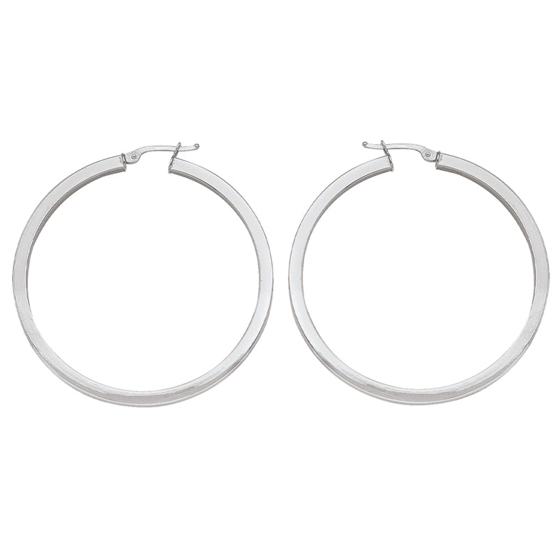 2.5 MM Square Tube Hoop Earrings In Solid 10K, 14K, 18K White Gold 