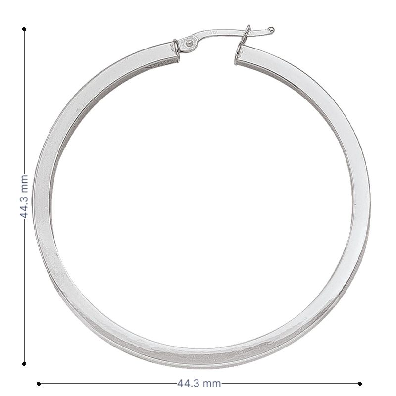 2.5 MM Square Tube Hoop Earrings In Solid 10K, 14K, 18K White Gold