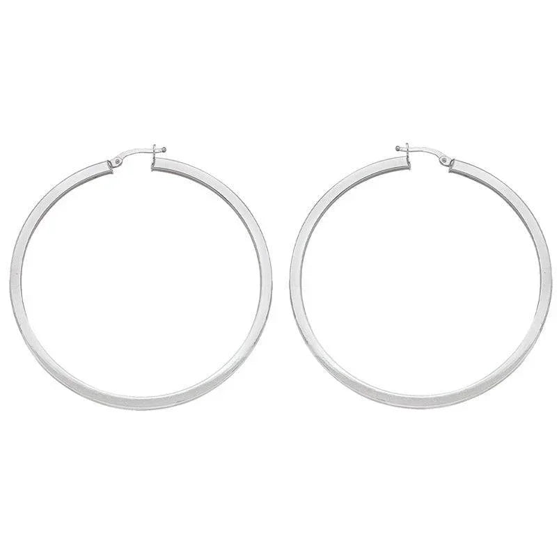 Square Tube 2.5 MM Hoop Earrings in 10K, 14K White Gold