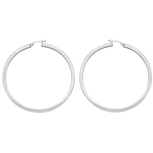 Square Tube 2.5 MM Hoop Earrings in 10K, 14K White Gold