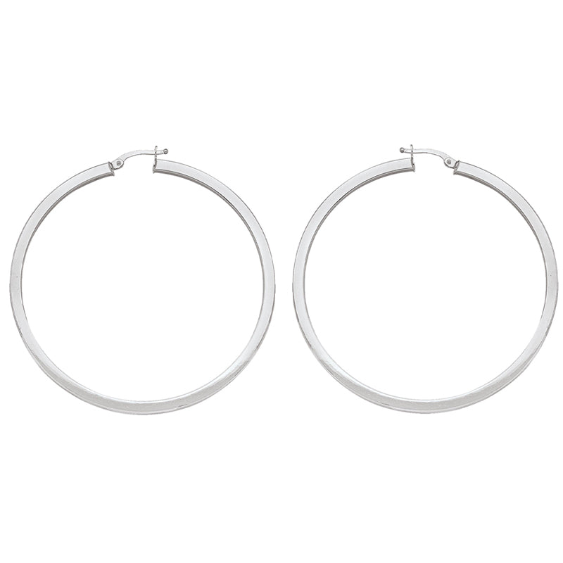 Square Tube 2.5 MM Hoop Earrings in 10K, 14K, 18K White Gold