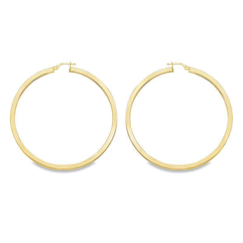 Square Tube 2.5 MM Hoop Earrings in 10K, 14K Yellow Gold