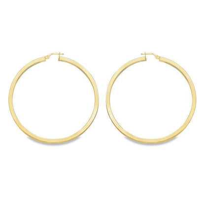 Square Tube 2.5 MM Hoop Earrings in 10K, 14K Yellow Gold