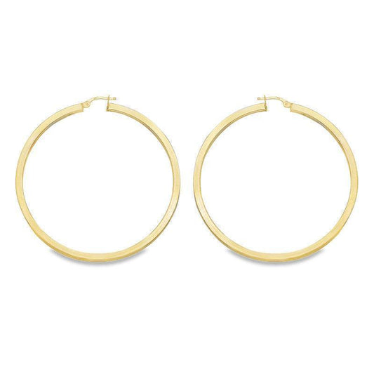 Square Tube 2.5 MM Hoop Earrings in 10K, 14K Yellow Gold