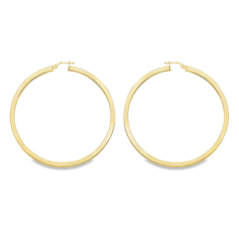 Square Tube 2.5 MM Hoop Earrings in 10K, 14K and 18K Yellow Gold