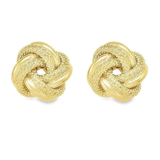10K Yellow Gold Patterned Love Knot Earring