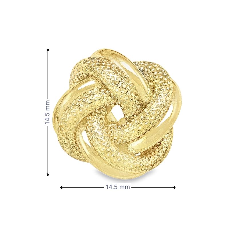 14K, 18K Yellow Gold Patterned Love Knot Earring