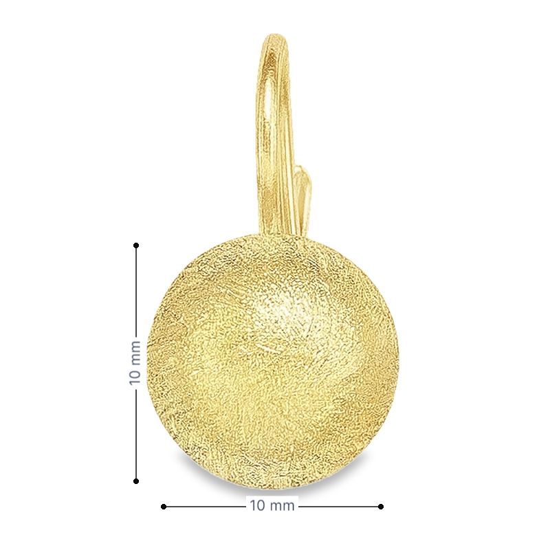 14K Yellow Gold Satin Finish French Back Ball Earrings