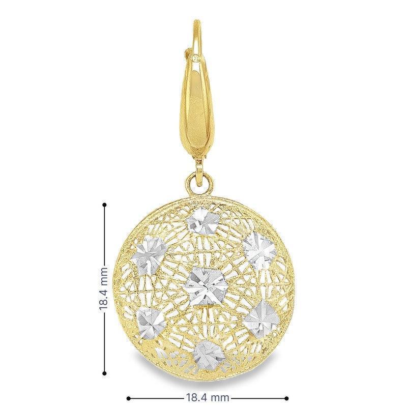 14K Two-Tone Gold Fancy Diamond-Cut Disc Earrings