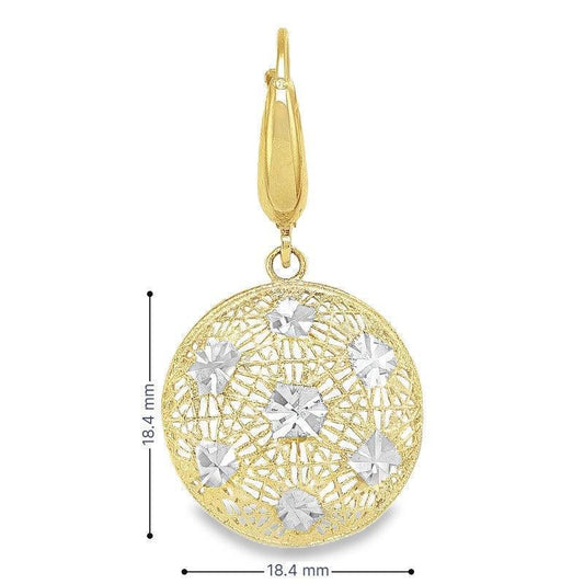 14K Two-Tone Gold Fancy Diamond-Cut Disc Earrings