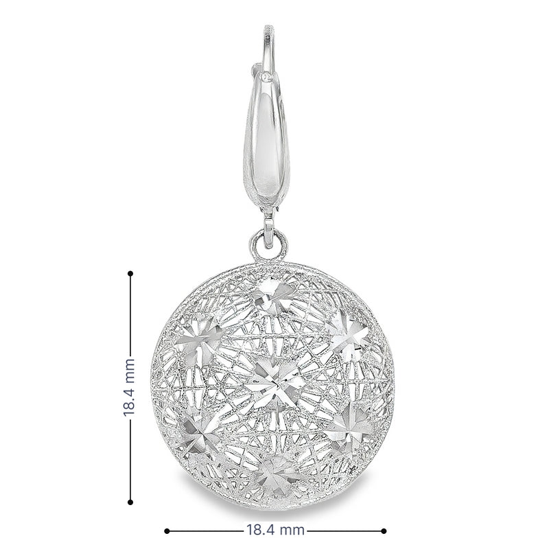 14K White Gold Fancy Diamond-Cut Disc Earrings