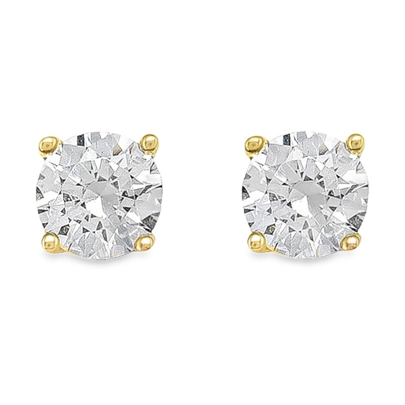 10K Yellow Gold 5mm CZ Stud Earrings