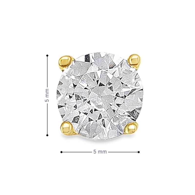 10K Yellow Gold 5mm CZ Stud Earrings