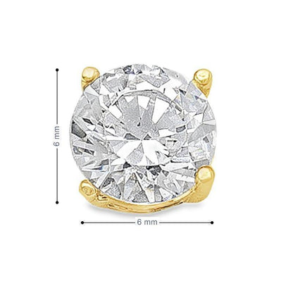 10K Yellow Gold 6mm CZ Stud Earrings