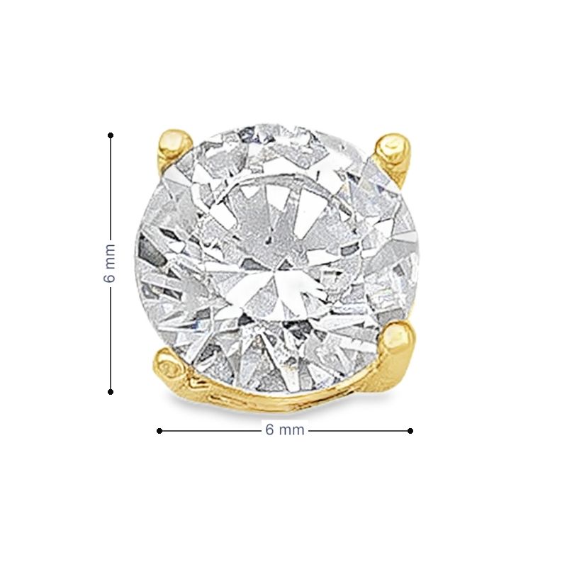 10K Yellow Gold 6mm CZ Stud Earrings