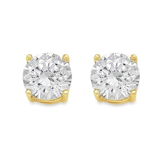 10K Yellow Gold 7mm CZ Stud Earrings
