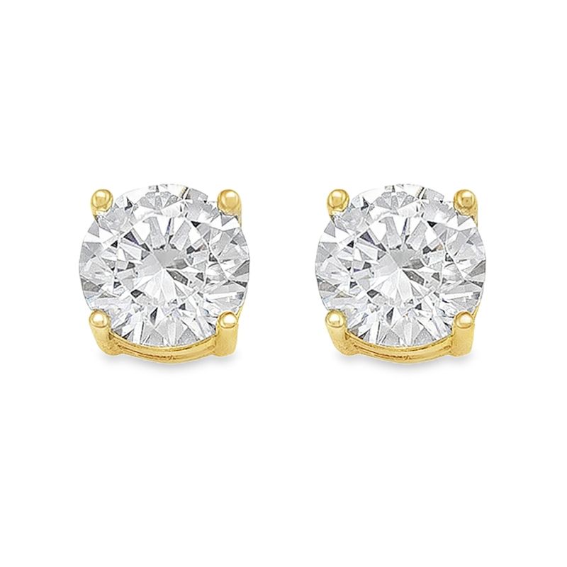 10K Yellow Gold 7mm CZ Stud Earrings 