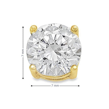 10K Yellow Gold 7mm CZ Stud Earrings