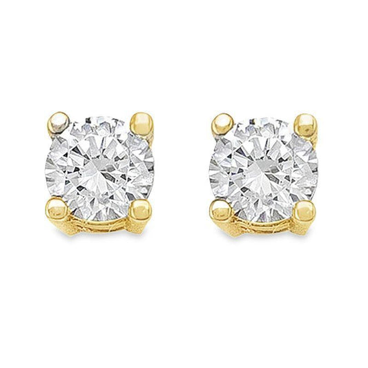 10K Yellow Gold 4mm CZ Stud Earrings