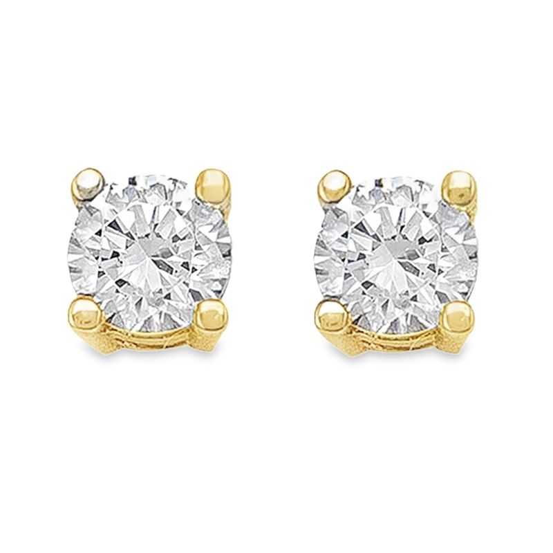 10K Yellow Gold 4mm CZ Stud Earrings 