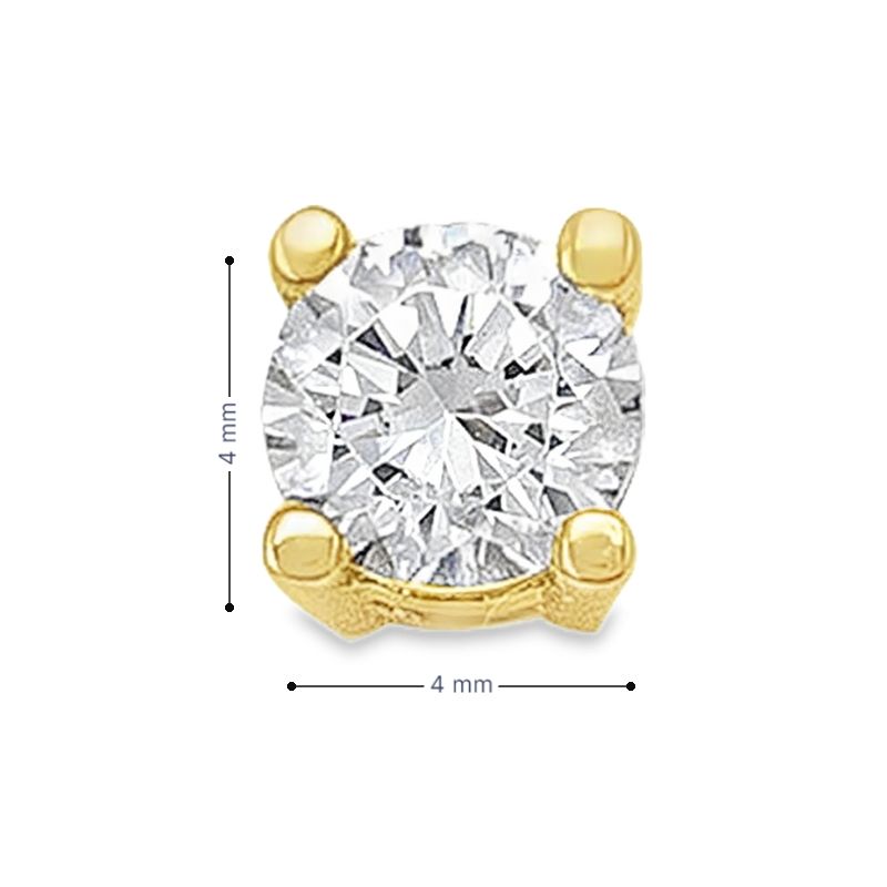 10K Yellow Gold 4mm CZ Stud Earrings