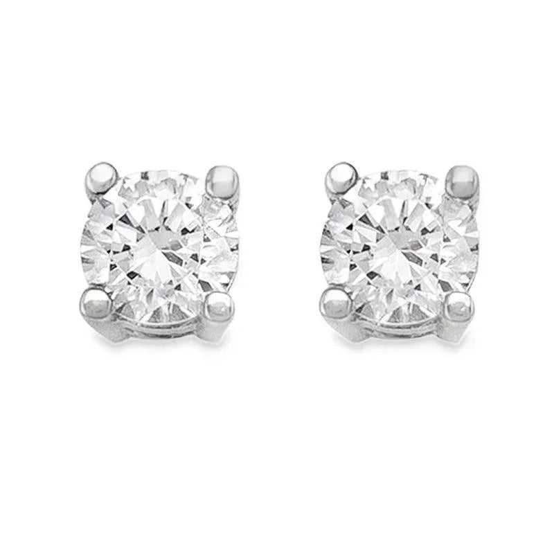 10K White Gold 4mm CZ Stud Earrings