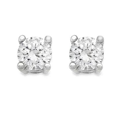 10K White Gold 4mm CZ Stud Earrings