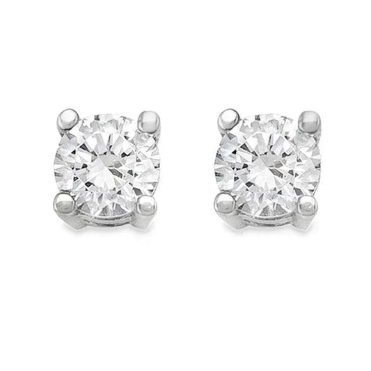 10K White Gold 4mm CZ Stud Earrings