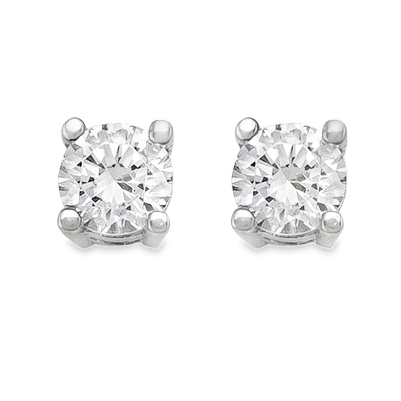 10K White Gold 4mm CZ Stud Earrings