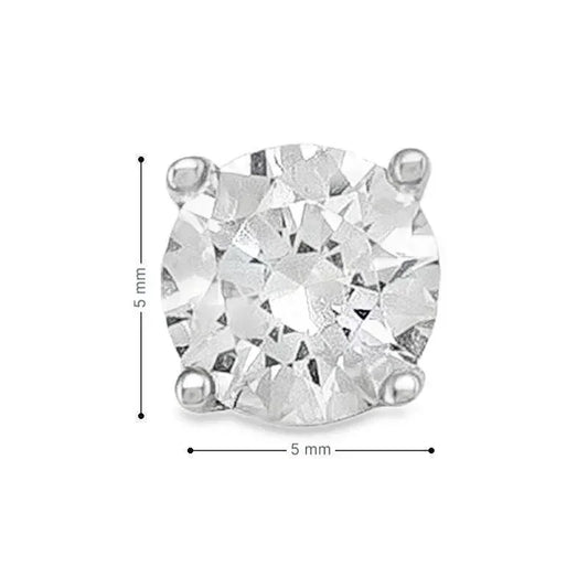 10K White Gold 5mm CZ Stud Earrings