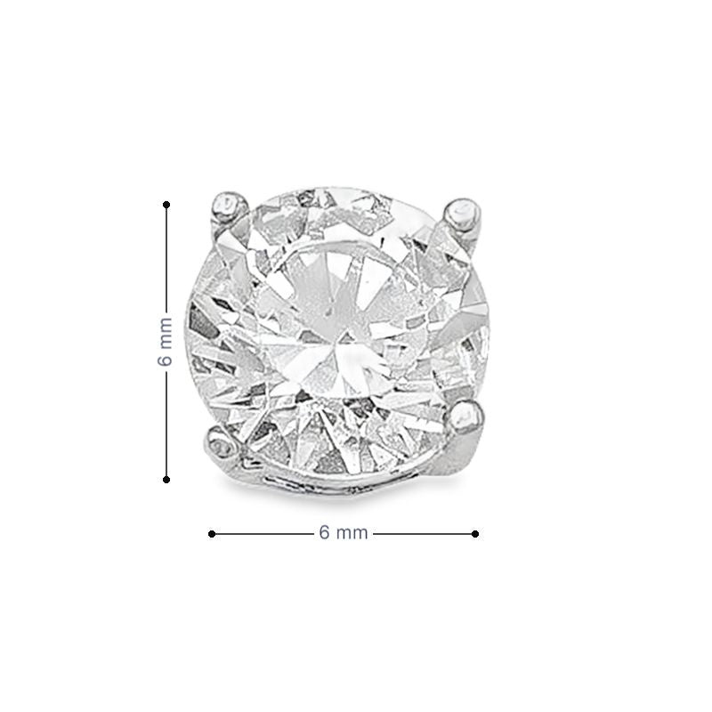 10K White Gold 6mm CZ Stud Earrings