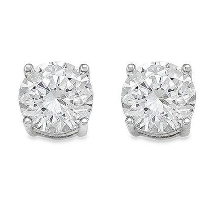 10K White Gold 7mm CZ Stud Earrings