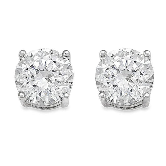 10K White Gold 7mm CZ Stud Earrings