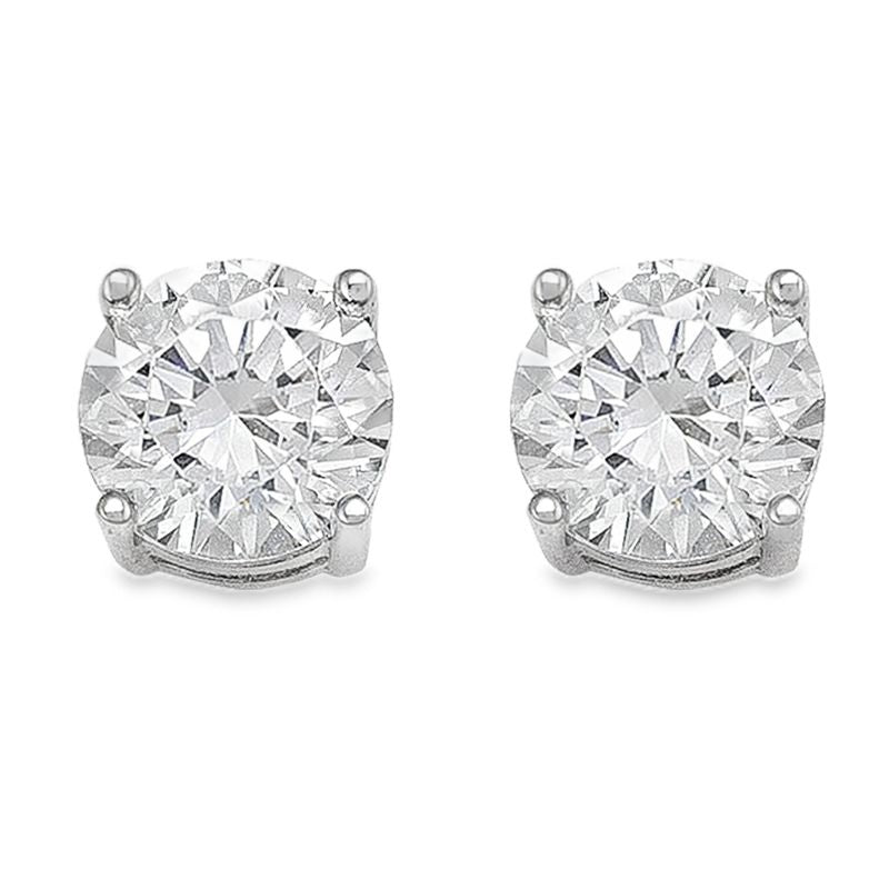 10K White Gold 7mm CZ Stud Earrings 