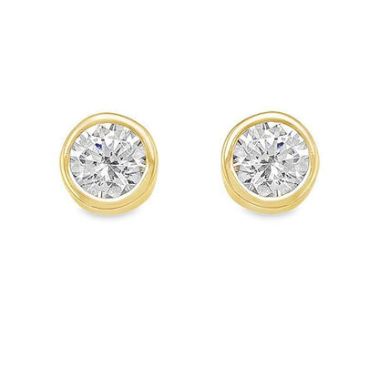 10k Yellow Gold 4mm CZ Bezel Stud Earrings