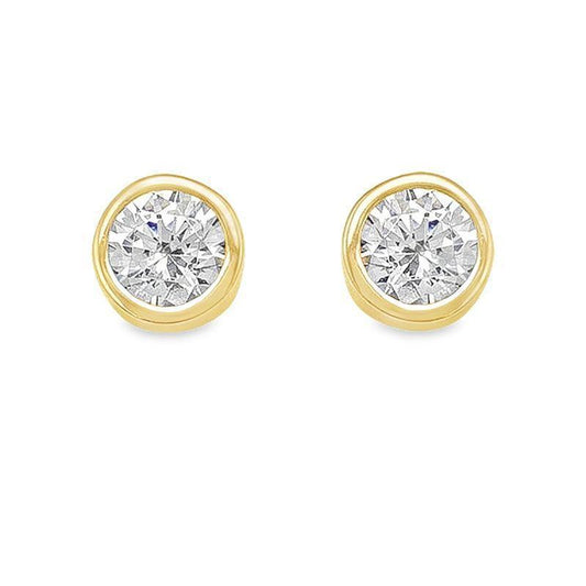 10k Yellow Gold 4mm CZ Bezel Stud Earrings