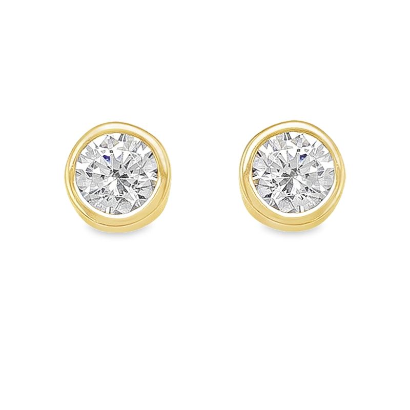 10k Yellow Gold 4mm CZ Bezel Stud Earrings