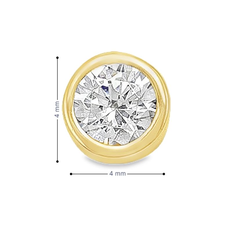 10k Yellow Gold 4mm CZ Bezel Stud Earrings