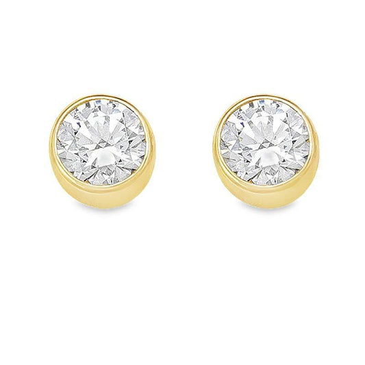 5mm CZ Bezel Stud Earrings in 10k Yellow Gold