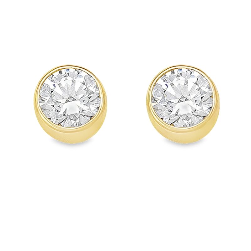 5mm CZ Bezel Stud Earrings in 10k Yellow Gold